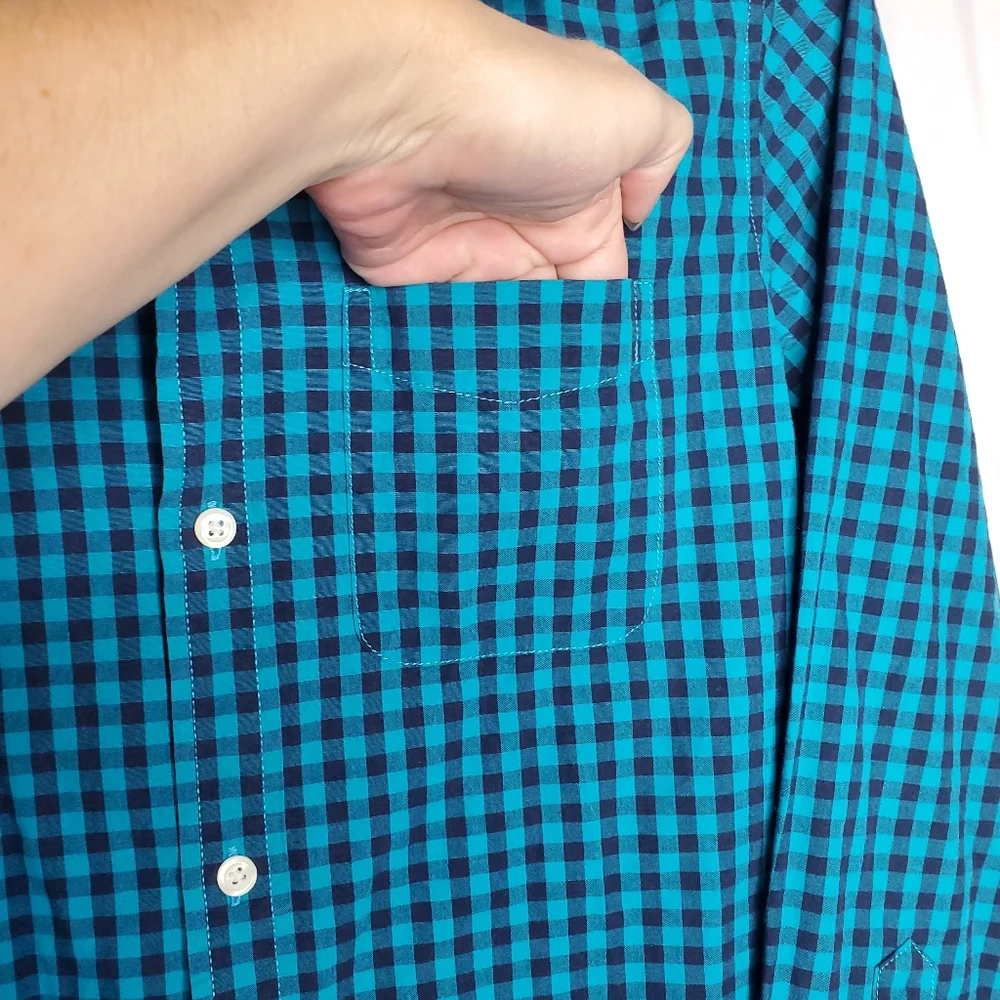 ♧ Gap Kids Plaid Long Sleeved Button Up Shirt Size XXL (14-16Youth) Blue